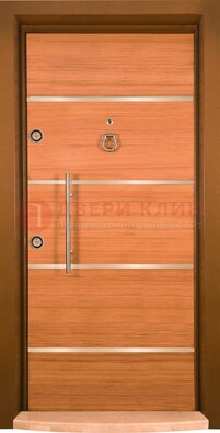Коричневая входная дверь c МДФ панелью ЧД-11 в частный дом в Хотьково