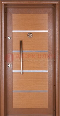 Коричневая входная дверь c МДФ панелью ЧД-33 в частный дом в Хотьково