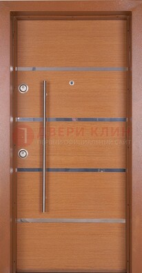Коричневая входная дверь c МДФ панелью ЧД-35 в частный дом в Хотьково
