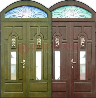 Стальная арочная дверь со стеклом ДА-17 для монолитного дома в Хотьково