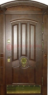 Хорошая стальная арочная дверь с декоративным элементом ДА-23 в Петрозаводске