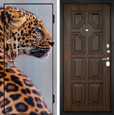 Металлическая дверь с фотопечатью леопарда ДФ-26 в Хотьково