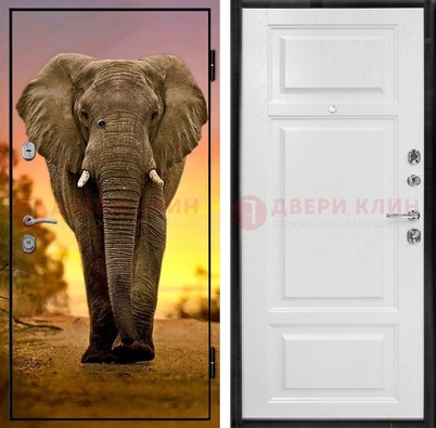 Металлическая дверь с фотопечатью слона ДФ-30 в Хотьково