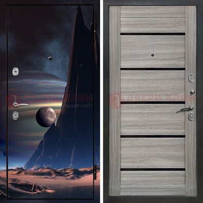 Стальная дверь с фотопечатью космоса ДФ-49 в Хотьково