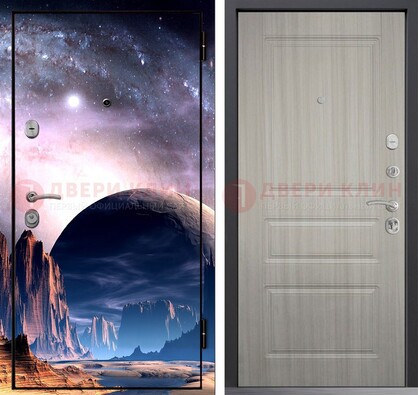 Железная дверь с фотопечатью космоса и планеты ДФ-50 в Хотьково
