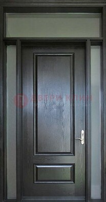 Черная металлическая дверь с фрамугами и стеклом ДФГ-24 в Казани