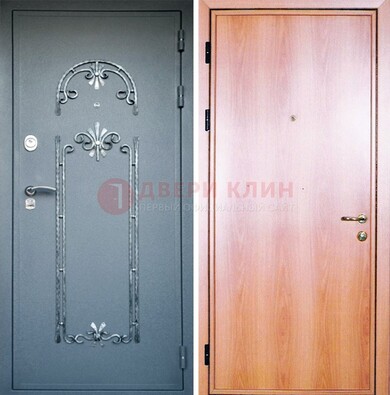 Железная дверь с ковкой ламинат внутри ДК-11 в квартиру в Хотьково