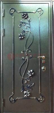 Железная дверь с ковкой с порошковым напылением ДК-15 в дом в Хотьково