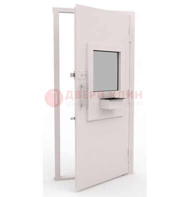 Белая металлическая дверь в кассу с нитроэмалью ДКС-4 в Смоленске