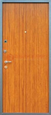 Коричневая металлическая дверь с ламинатом ДЛ-12 в Хотьково