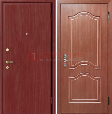 Красная металлическая дверь с ламинатом МДФ внутри ДЛ-8 в Хотьково