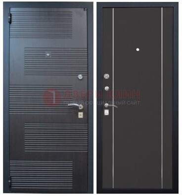 Темная металлическая дверь с МДФ ДМ-105 в деревянный дом в Хотьково