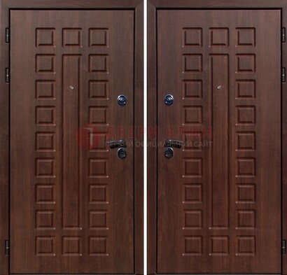 Коричневая железная дверь с МДФ снаружи ДМ-113 в Сургуте
