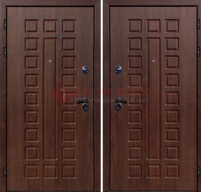 Коричневая железная дверь с МДФ снаружи ДМ-113 в Хотьково