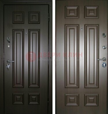 Темная металлическая дверь с МДФ ДМ-136 в квартиру в Хотьково