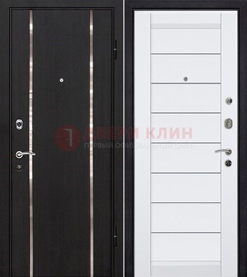 Черная входная дверь с МДФ и декоративными вставками ДМ-143 в Хотьково