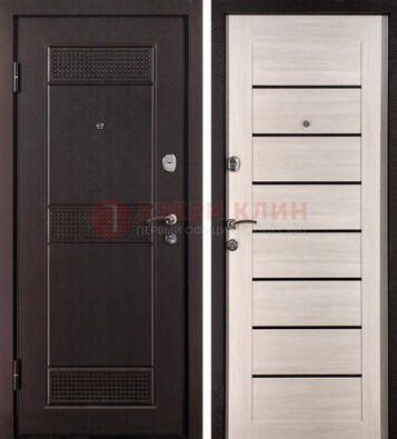 Темная стальная дверь с МДФ ДМ-147 для улицы в Саранске