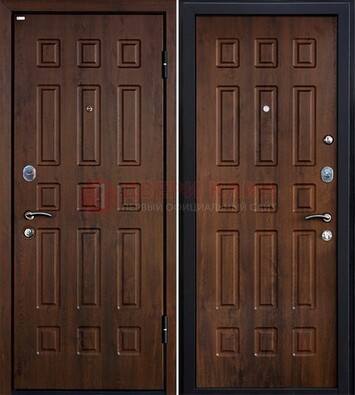Коричневая металлическая дверь с МДФ ДМ-156 для квартиры в Хотьково