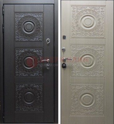 Темная стальная дверь с МДФ ДМ-161 для коттеджа в Хотьково