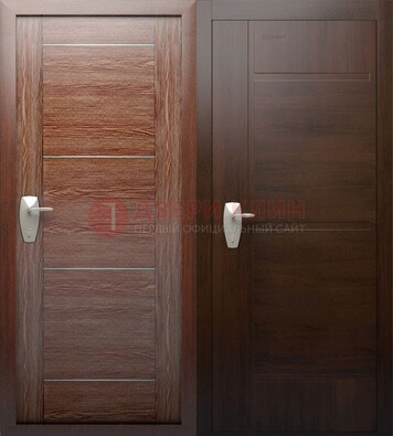 Коричневая железная дверь с МДФ ДМ-165 в каркасный дом в Хотьково