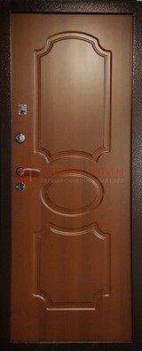 Коричневая металлическая дверь с МДФ ДМ-177 на крыльцо в Хотьково