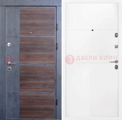 Темная металлическая дверь с резьбой и МДФ ДМ-197 в Хотьково