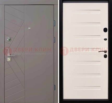 Коричневая стальная филенчатая дверь с МДФ ДМ-199 в Хотьково