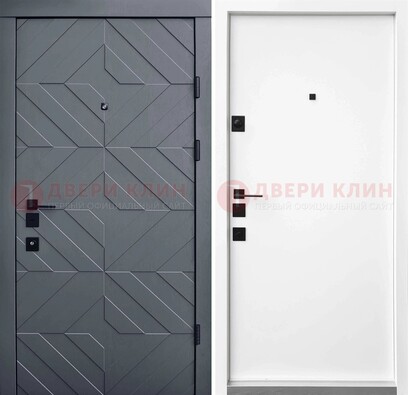 Темная уличная дверь с филенчатой МДФ внутри ДМ-205 в Хотьково