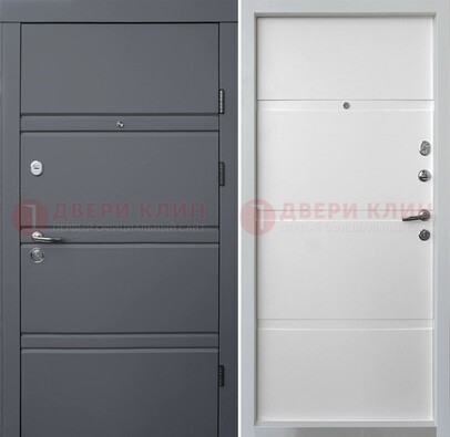 Черная входная филенчатая дверь со светлой МДФ ДМ-220 в Хотьково