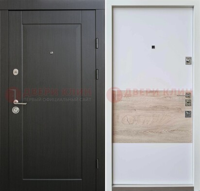 Черная металлическая дверь с резной МДФ Итальянский орех ДМ-230 в Хотьково