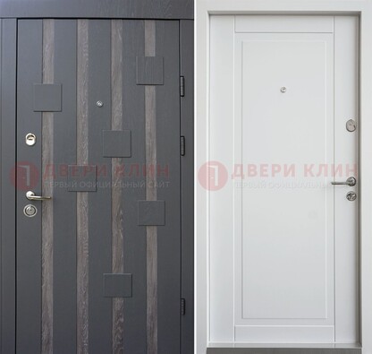 Черная металлическая дверь c МДФ и стеклом ДМ-231 в Хотьково