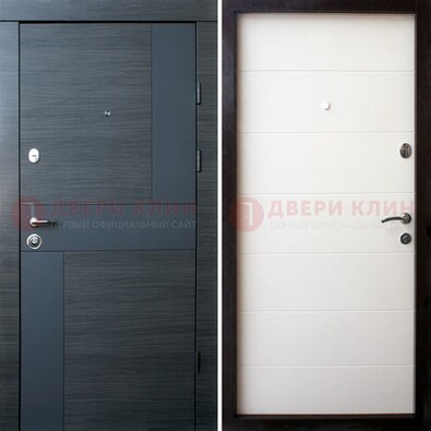 Черная стальная дверь c МДФ в молочном цвете ДМ-235 в Хотьково