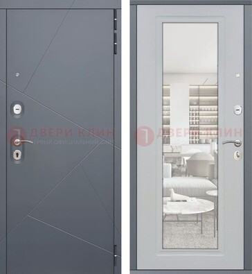 Железная белая дверь c МДФ Орех тисненый ДМ-244 в Хотьково