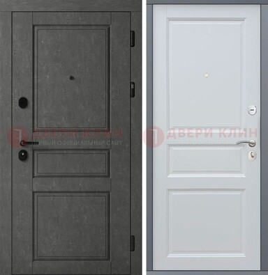 Металлическая филенчатая дверь c МДФ Белый дуб ДМ-247 в Хотьково
