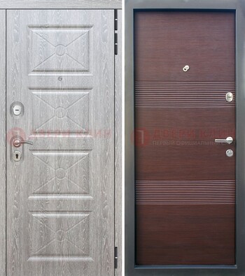 Филенчатая входная дверь c МДФ Беленый дуб ДМ-252 в Хотьково