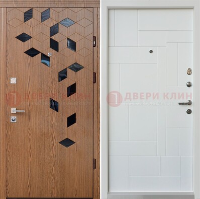 Металлическая белая дверь c МДФ Махагон ДМ-256 в Хотьково