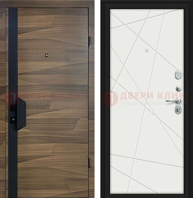Стальная коричневая дверь МДФ c черной вставкой ДМ-267 в Хотьково