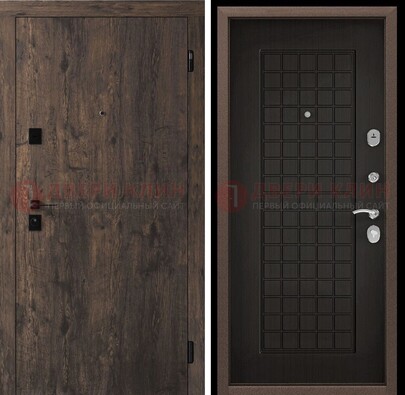 Металлическая коричневая дверь с МДФ Капучино внутри ДМ-286 в Хотьково