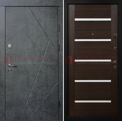 Металлическая коричневая дверь с филенчатой МДФ внутри ДМ-289 в Хотьково