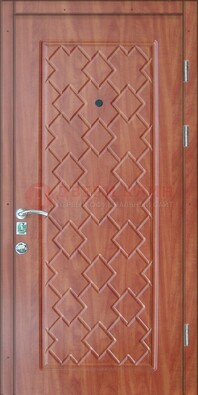 Коричневая металлическая дверь с МДФ-28 в Хотьково