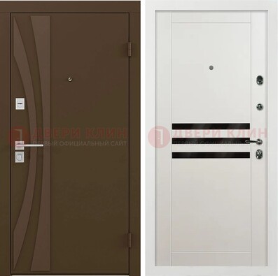 Темная стальная коричневая дверь с МДФ панелями ДМ-293 в Хотьково