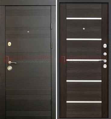 Черная металлическая входная дверь и внутри коричневый МДФ ДМ-301 в Хотьково