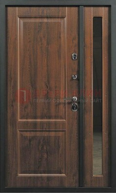Темная железная дверь с панелью МДФ с зеркалом ДМ-338 в Хотьково