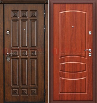 Темная металлическая дверь с МДФ и узором ДМ-364 в Хотьково