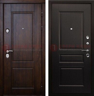 Классическая железная дверь с темными МДФ панелями ДМ-390 в Хотьково