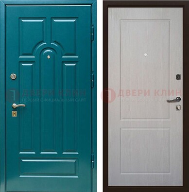Синяя железная дверь с МДФ в квартиру ДМ-396 в Хотьково