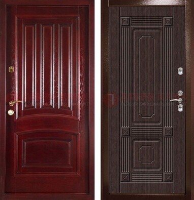 Красная стальная дверь с филенчатой МДФ ДМ-398 в Хотьково