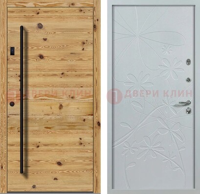 Металлическая дверь с МДФ в светлом цвете ДМ-412 в Хотьково