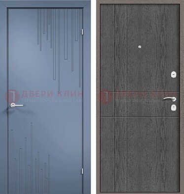 Синяя металлическая дверь МДФ в квартиру ДМ-434 в Хотьково