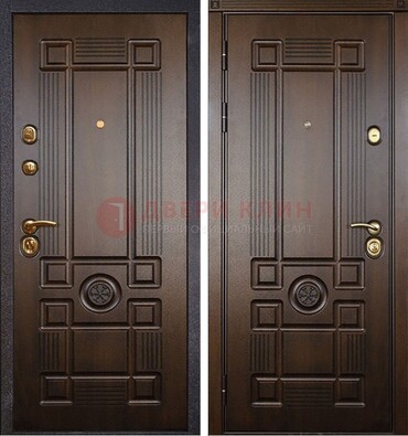 Квартирная коричневая железная дверь с МДФ ДМ-45 в Тольятти